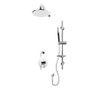 Rubi Kronos 3/4" Thermostatic Shower Kit with Standard Stop Valve, Round Sliding Bar with Hand Shower, Round Shower Head, Horizontal Shower Arm, and Stop Valve with Water Outlet Chrome