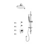 Rubi Kronos 3/4" Thermostatic Shower Kit with Standard Stop Valve, Round Sliding Bar with Hand Shower, Round Shower Head, Horizontal Shower Arm, Stop Valve with Water Outlet, and Body Jets Chrome