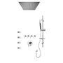 Rubi Kronos 3/4" Thermostatic Shower Kit with Standard Stop Valve, Round Sliding Bar with Hand Shower, Built-in Shower Head, Stop Valve with Water Outlet, and Body Jets Chrome