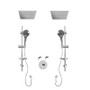 Rubi Vertigo 3/4" Thermostatic Shower Kit with Standard Stop Valve, Double Round Sliding Bar with Hand Shower, Double Built-in Shower Head, and Stop Valve with Water Outlet Chrome