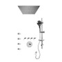 Rubi Vertigo 3/4" Thermostatic Shower Kit with Standard Stop Valve, Round Sliding Bar with Hand Shower, Built-in Shower Head with Two Zone Control, Stop Valve with Water Outlet, and Body Jets Chrome