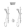 Rubi Vertigo C 1/2" Thermostatic Shower Kit with Double Sliding Bar with Hand Shower, Built-in Shower Head, Round Elbow Connector with Water Outlet, and Stop Valve with Water Outlet Chrome