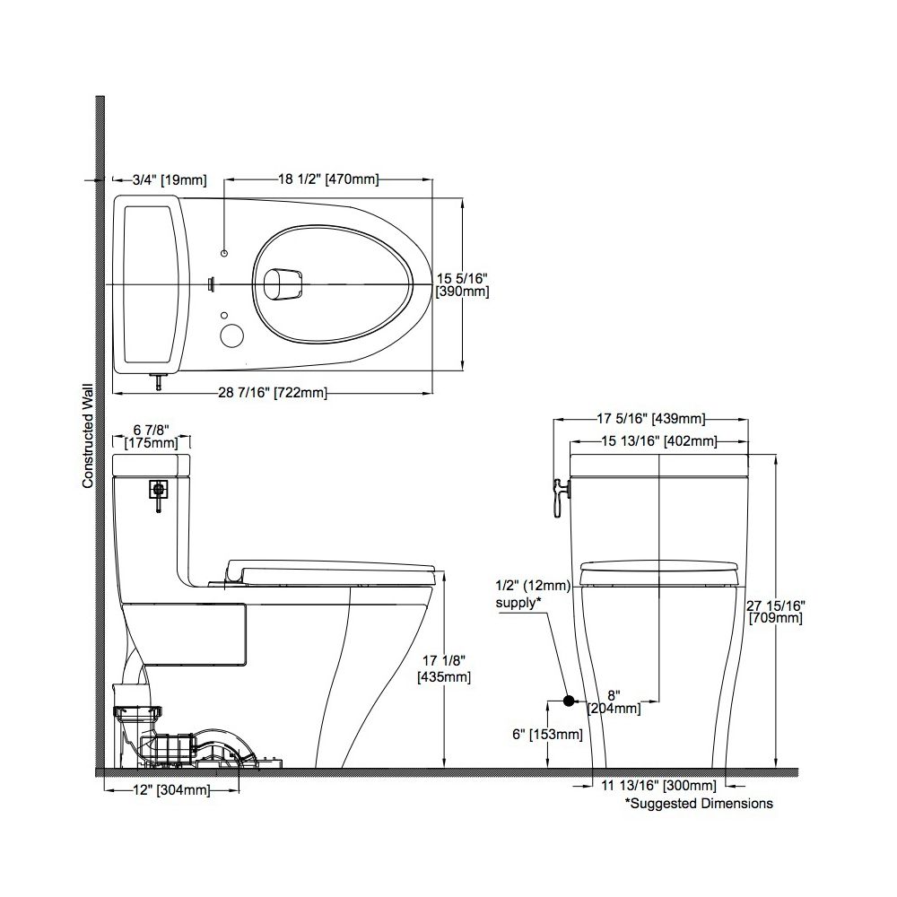 TOTO MS626124CEFG Aimes One Piece Elongated Toilet Washlet