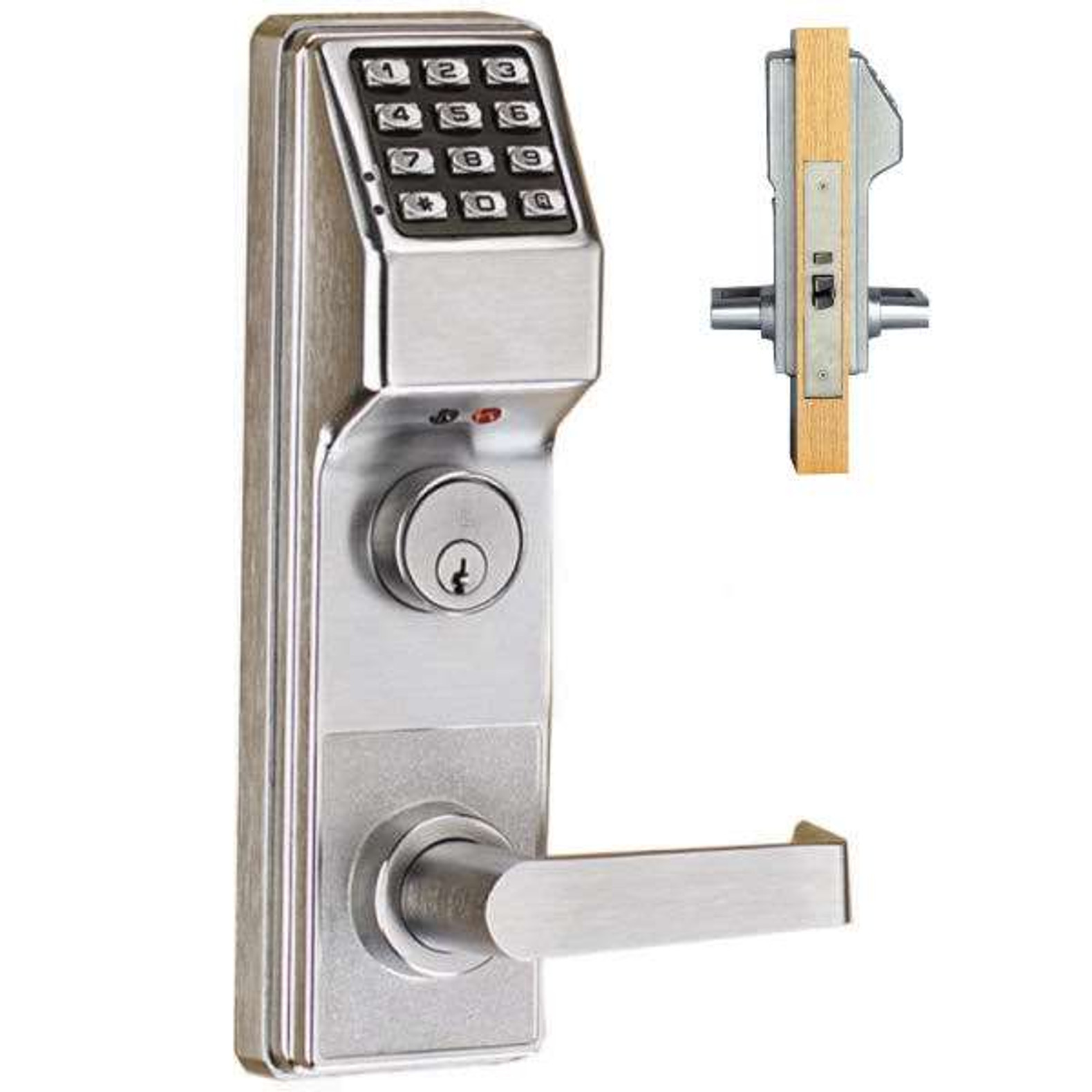 Alarm Lock Trilogy T2 100-User Weatherproof Interchangeable Core Electronic Digital Keypad Cylindrical Lock Leverset, Satin Chrome Finish by Alarm Loc - 2