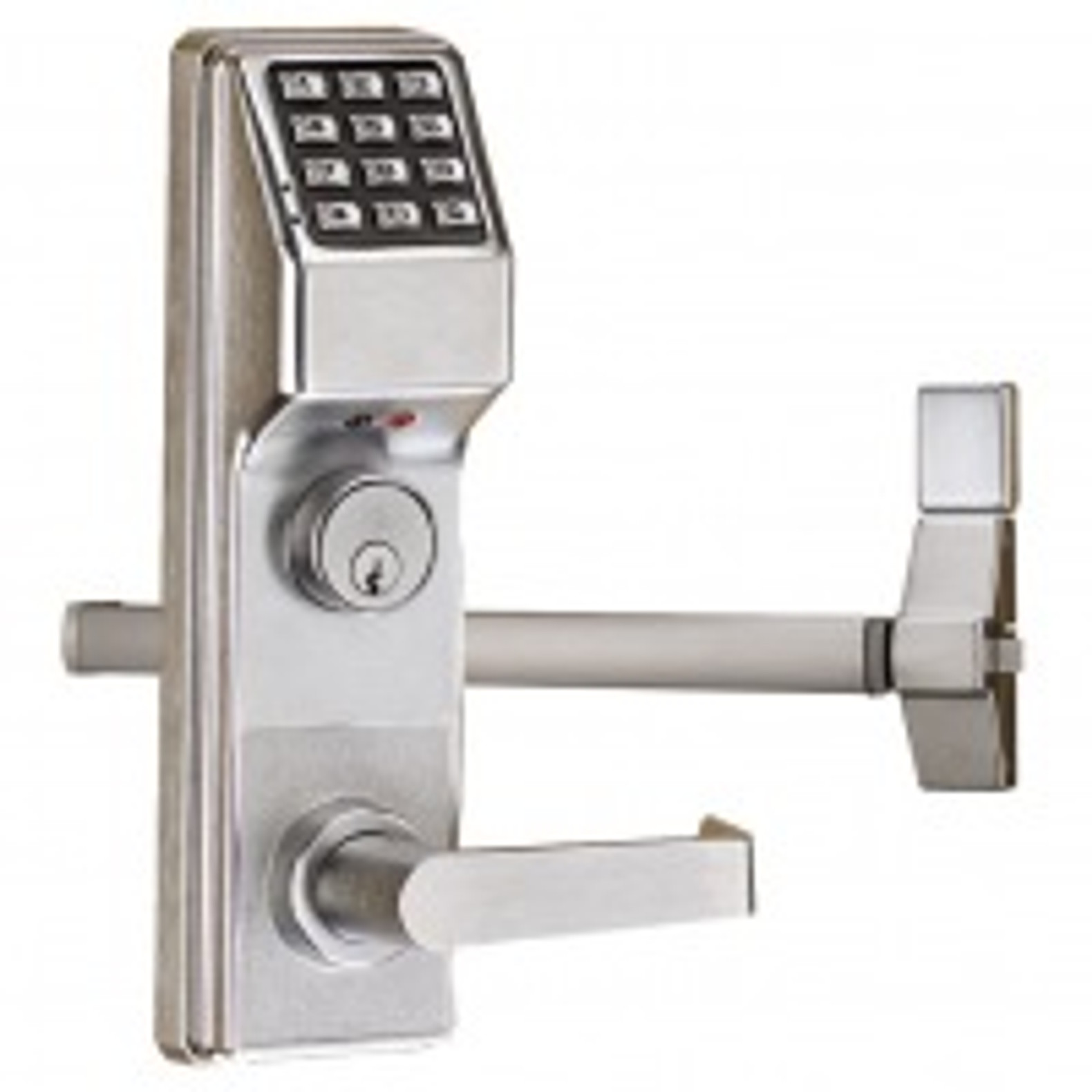 Alarm Lock Trilogy T2 100-User Weatherproof Interchangeable Core Electronic Digital Keypad Cylindrical Lock Leverset, Satin Chrome Finish by Alarm Loc - 3