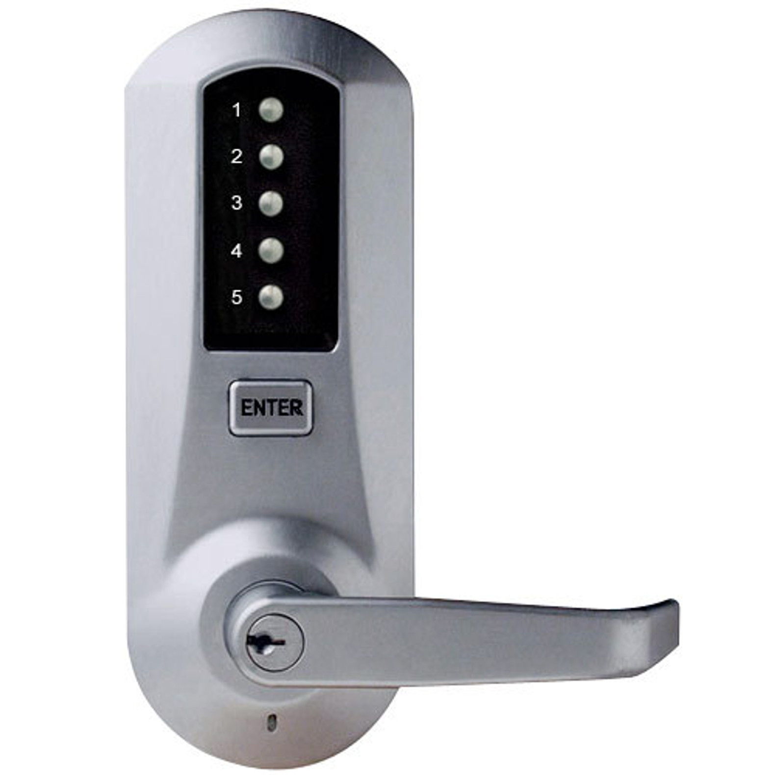 Dormakaba 5021XSWL-26D-41 Pushbutton Lever Lock with Schlage Core override  in Satin Chrome KAL DOOR HARDWARE