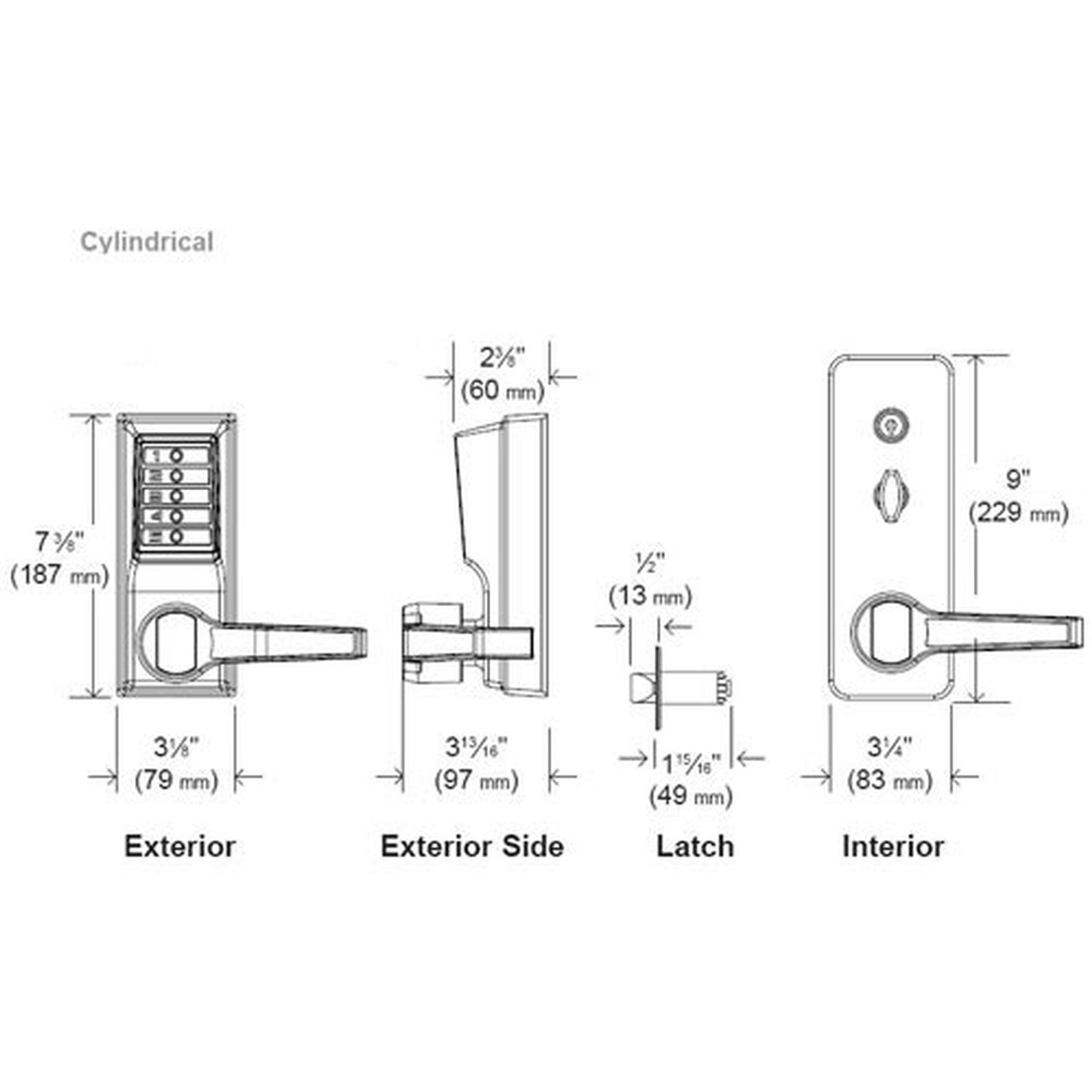 Dormakaba Simplex LL1011-26D-41 Pushbutton Lever Lock with no Key Override  in Satin Chrome