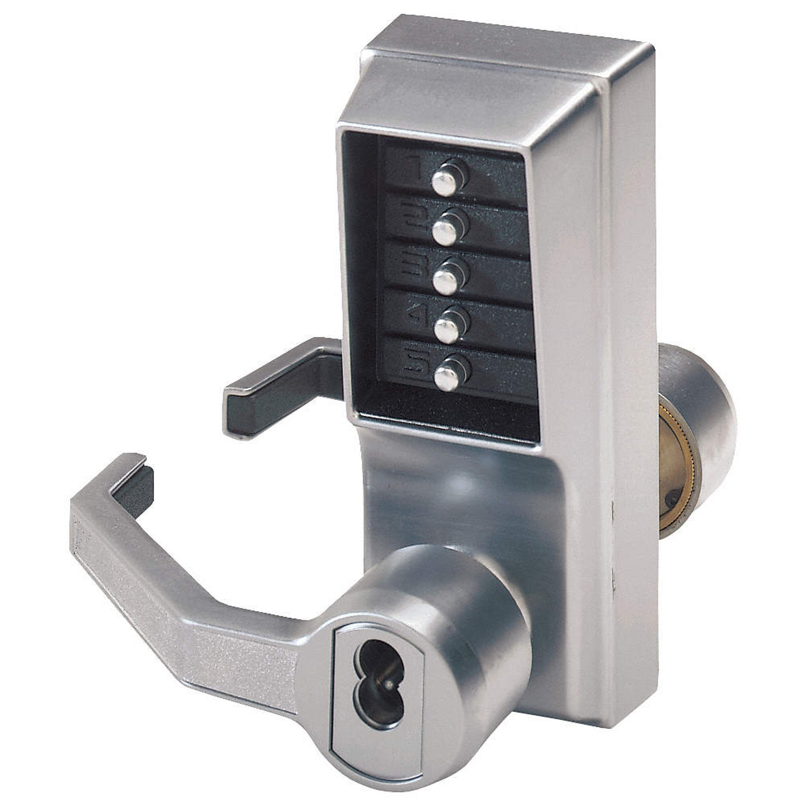 Simplex LL1021B-26D-41 Pushbutton Lever Lock with Best Core Override in  Satin Chrome