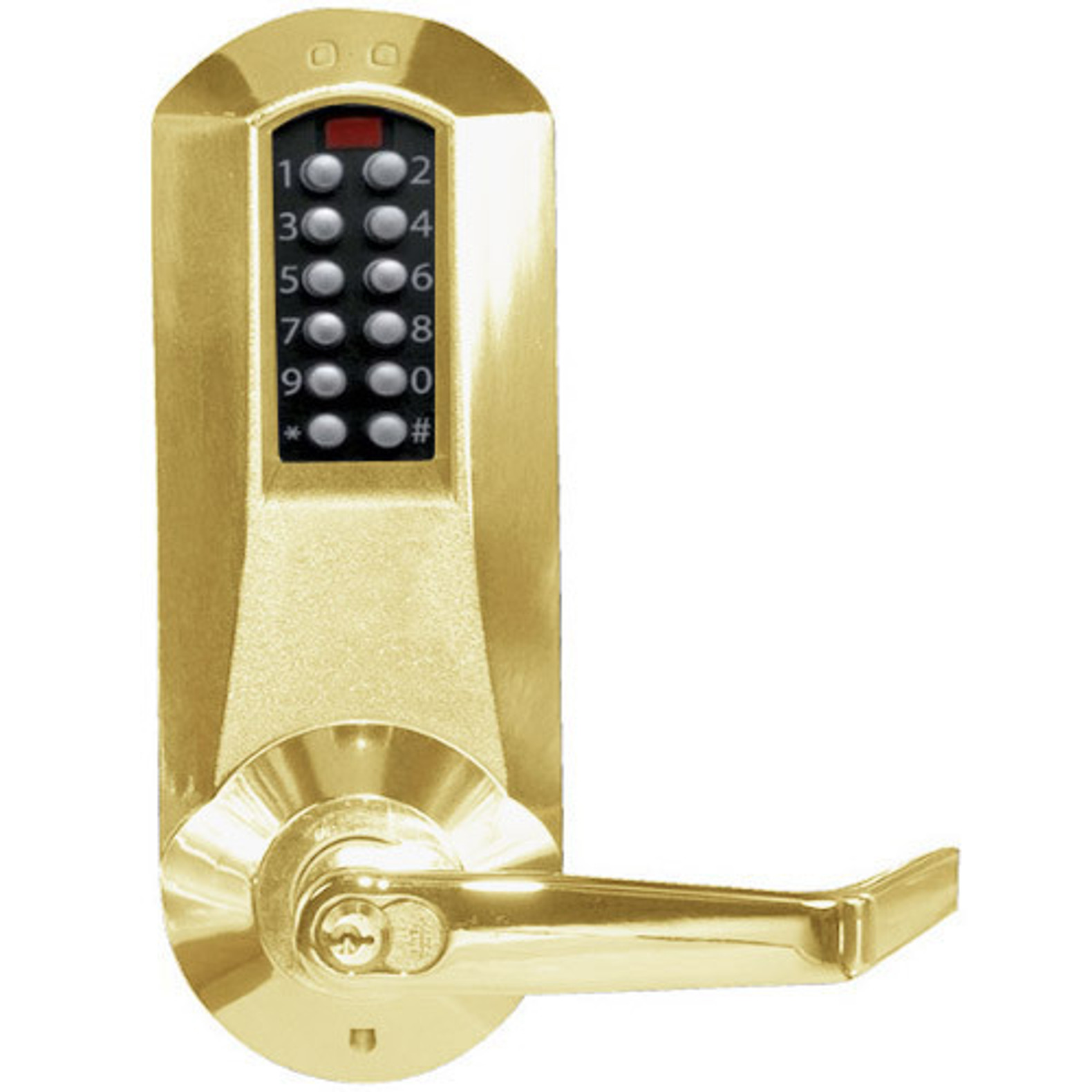 Eplex E5051XSWL-606-41 Pushbutton Cylindrical Lever Lock with Schlage 'C'  Keyway in Satin Brass - KAL DOOR HARDWARE