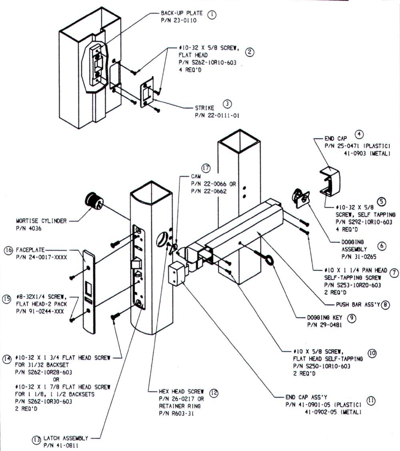 Adams Rite 8400 Mortise Exit Only Device For Aluminum Glass Doors