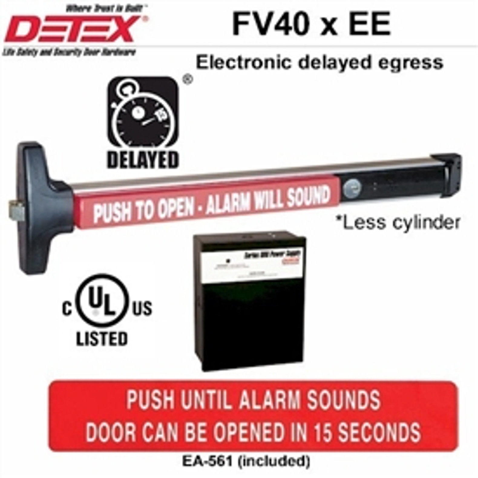 DETEX V40 EE CD 628 99 Value Series Narrow Stile Rim Exit Device