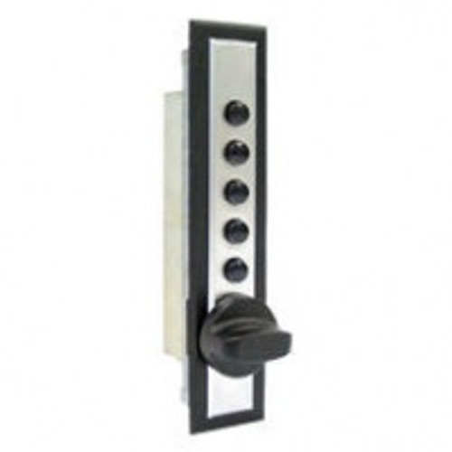 Kaba Pushbutton Cabinet Keyless Lock Simplex 9600 series Model 9622C21-26D Keyless Cabinet Lock - Wood Cabinetry, Manually Re-locking WITHOUT Key Override in Satin Chrome Finish