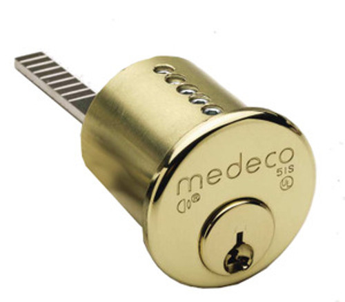 Medeco Rim cylinder, 6 pin, 1-1/2", satin bronze,