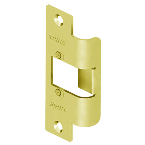 Trine 478X-375-3-RD Access Technology 3000 Series Asa Strike Extended Faceplate with Radiused Corners in Bright Brass