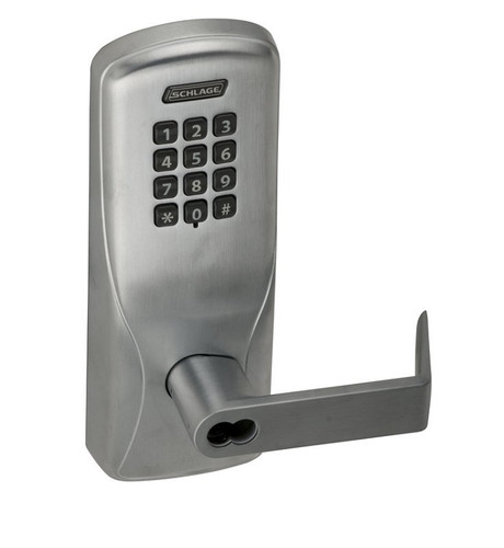 Schlage Electronics CO100CY50KPRHO626JD CO-100 Standalone Electronic Lock, Cylindrical, Office Function, Keypad Reader, Rhodes Style Lever, FSIC Prep, Satin Chrome Schlage Electronics CO100CY50KPRHO626JD CO-100 Standalone Electronic Lock, Cylindrical, Office Function, Keypad Reader, Rhodes Style Lever, FSIC Prep, Satin Chrome
