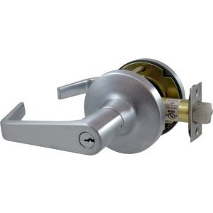 Falcon Falcon T851PD-D-626 Storeroom Electrified Cylindrical Dane Lever Lock w/ Conventional Cylinder Fail Safe (24VDC)