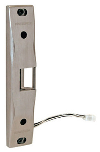 Von Duprin 6300 US32D Electric Strike, for Rim Exit Devices, No Cut Surface Mount, 12/24VDC, US32D/630 Satin Stainless Steel Finish