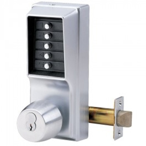 Simplex 1025B-26D-41 Cylindrical PBL Lock with Knob Comb Entry with Ko Best Ic Prep in Satin Chrome