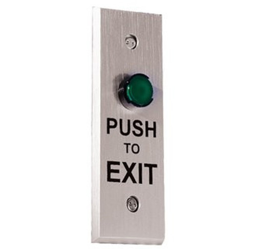 Alarm Lock PE2S 1.625" Wide x 4" Tall Narrow Switch Plate with Square Green Illuminated Exit Button