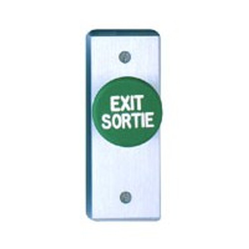 Camden CM-4120GE Mushroom Exit Switch Push Button, Narrow Cast Aluminum Faceplate, 1-5/8" Button, Spring Return, N/O and N/C, DPST Momentary, Handicapped Logo