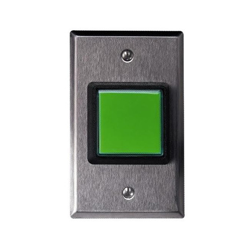 Dortronics 5215-SPBxLxE3xAT Illuminated Square Green Push Button w/ Bicolor LED & Adjustable Timer (Exit) Dortronics 5215-SPBxLxE3xAT Illuminated Square Green Push Button w/ Bicolor LED & Adjustable Timer (Exit)