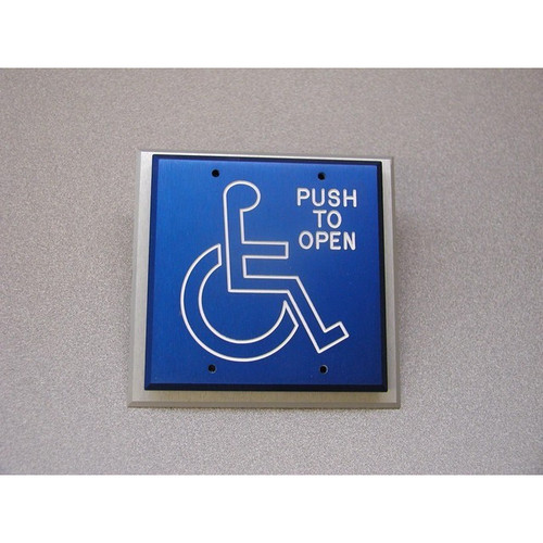 Dortronics D5286-P25xHCP3 Momentary Action Push Plate Double Gang Switch Handicap White Logo On Blue "Push To Open" Dortronics D5286-P25xHCP3 Momentary Action Push Plate Double Gang Switch Handicap White Logo On Blue "Push To Open"