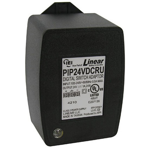 LINEAR PIP24VDCRU 0-291324RU Power Supply, Plug-In, Auto-Resetting Poly Fuse, 100 to 240 Volt AC at 50/60 Hertz Input, 24 Volt DC at 1 Ampere, 24 Watt, Output, 2.5" Width x 2.25" Depth x 3.5" Height LINEAR PIP24VDCRU 0-291324RU Power Supply, Plug-In, Auto-Resetting Poly Fuse, 100 to 240 Volt AC at 50/60 Hertz Input, 24 Volt DC at 1 Ampere, 24 Watt, Output, 2.5" Width x 2.25" Depth x 3.5" Height