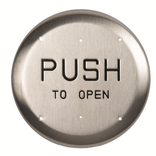 Rutherford Controls RCI 950P6-MO Momentary 6" Round Stainless Steel Pushplate "Push to Open"