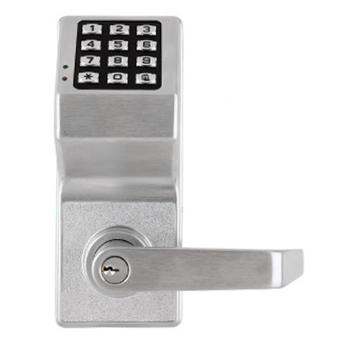 Alarm Lock DL2700IC-Y-US26D Trilogy T2 Series Digital Cylindrical Keyless Lock Leverset with Yale Core Override in Satin Chrome