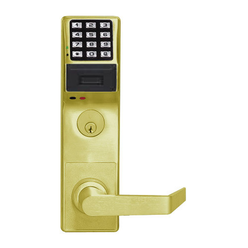 Alarm Lock PDL3500CRR-US3 Trilogy Series Digital Mortise Keyless Pin/Prox Lock Straight Leverset in Polished Brass