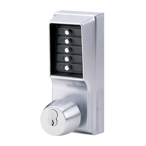 Simplex 1041S-26D-41 Pushbutton Cylindrical Lock with Knob, Combination Entry, Passage and Schlage Core Override with Lockout in Satin Chrome Simplex 1041S-26D-41 Pushbutton Cylindrical Lock with Knob, Combination Entry, Passage and Schlage Core Override with Lockout in Satin Chrome