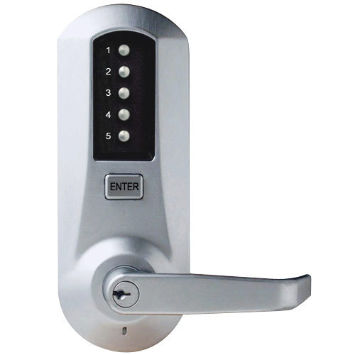 Simplex 5021RWL-026-41 Pushbutton Lever Lock with Sargent Core override in Bright Chrome