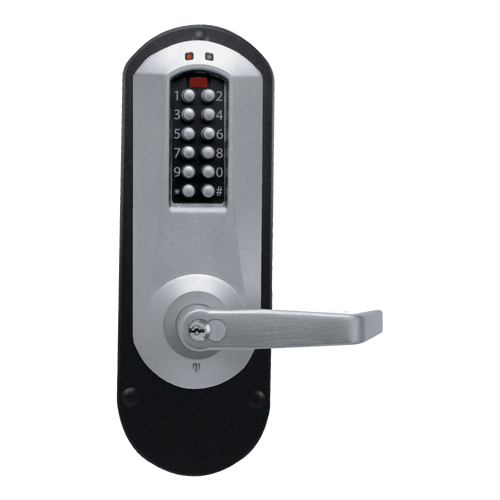 Eplex E5010BWL-626-41 Pushbutton Exit Trim Lever Lock with Best Core Override in Satin Chrome
