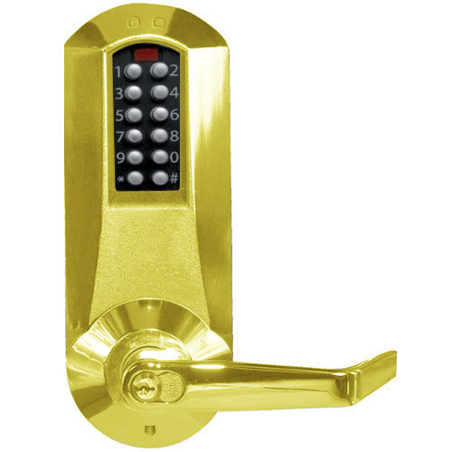 Eplex E5031RWL-605-41 Pushbutton Cylindrical Lever Lock with Sargent Core Override in Bright Brass