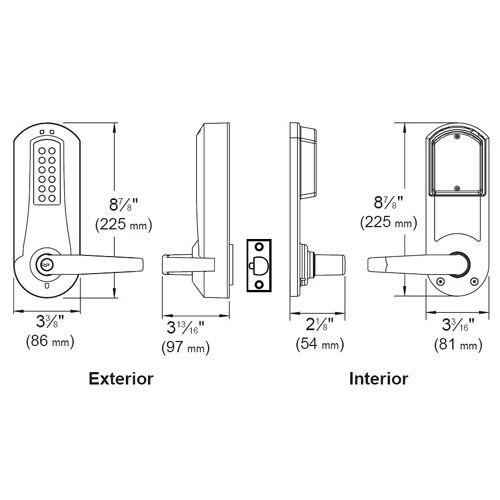 Eplex E5051RWL-744-41 Cylinder Prv with Lvr and Rem Unlck1/2in Thrw Float Fp with 234in Bs in Dark Bronze