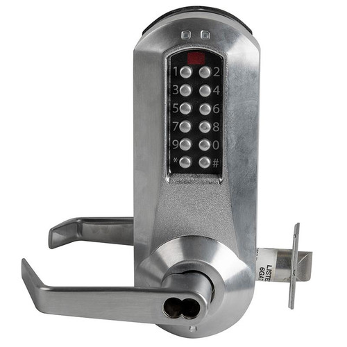 DormaKaba E5051SWL-626-41 E-Plex Cylindrical Lock with Privacy Schlage FSIC Prep, Less Core Satin Chrome