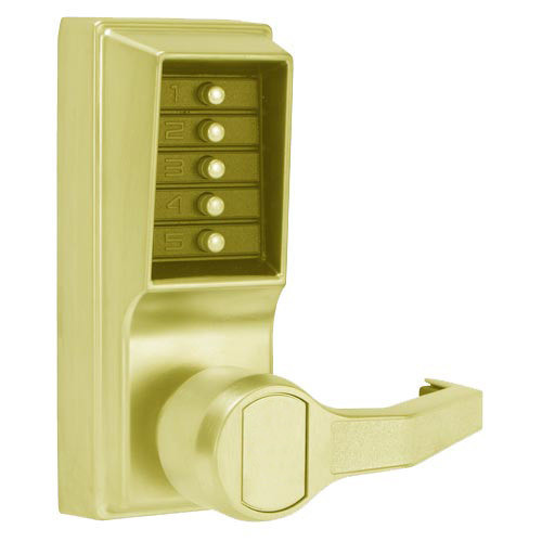 Simplex LL1012-03-41 Pushbutton Lever Lock with no Key Override in Bright Brass