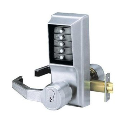 Simplex LR1076A-26D-41 Cylindrical PBL Lockwith Lever Comb/Ko/Priv Assa Ic Prep 1/2in Thrwith 234in Bs in Satin Chrome