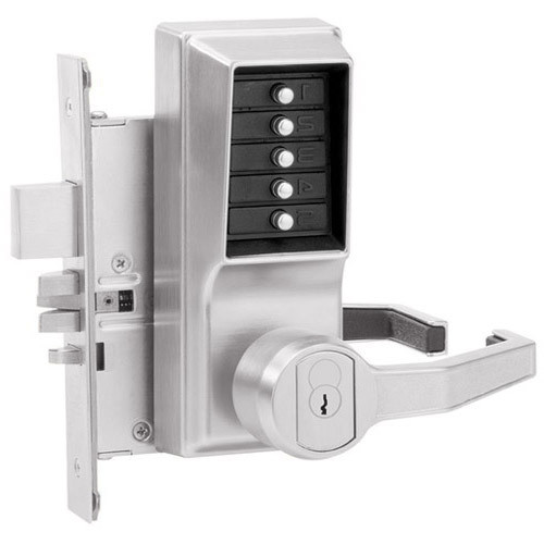 Simplex RR8146R-26D-41 Pushbutton Mortise Lock with Lever Sargent Core override in Satin Chrome