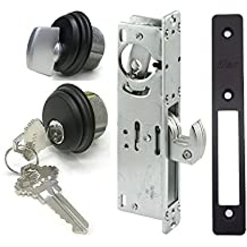 Storefront Door Mortise Lock Hook Deadbolt, Key Cylinder, and Thumbturn Kit in Bronze Finish Storefront Lock Hook Bolt with Key Cylinder and Thumbturn Kit in Bronze Finish