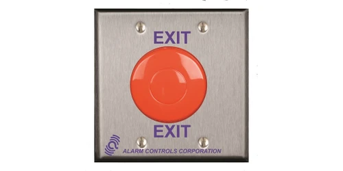 Alarm Controls EB-1 Egress Station, Single Gang, 1-1/2" Red "EXIT" Button, (1) NO, 1 (NC) Mom. Contacts, 10 Amps, Satin Stainless Steel