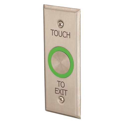 Locknetics Access Control Accessories TS-100-N Pushbutton Touch Sense Switch, Touch To Exit, Narrow Stile Plate, Satin Stainless Steel
