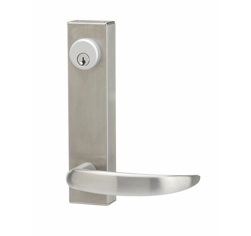 3080-01-0-33-US32D — Adams Rite Exit Device Trim Entry Trim, 01 Curve Lever, With Cylinder Hole, Mortise Exit Devices, Satin Stainless Steel