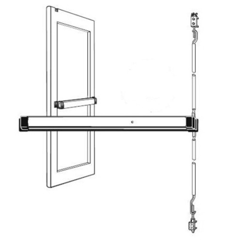 Adams Rite 8600MLR-36-US32D-MEC Narrow Stile Concealed Vertical Rod Exit Device, Motor Latch Retraction, Electric Dogging, For Aluminum Applications, 36 Inch Satin Stainless Steel