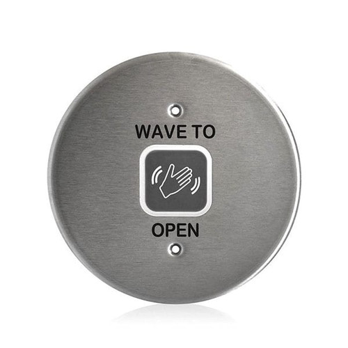 LCN 8310-810R Heavy Duty Touchless Actuator, Round, Single Gang, Text & Wave Icon, Satin Stainless Steel LCN 8310-810R Heavy Duty Touchless Actuator, Round, Single Gang, Text & Wave Icon, Satin Stainless Steel