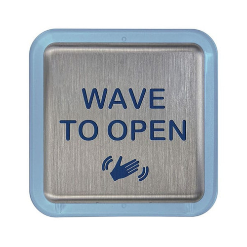 LCN 8310-816S Close Proximity Touchless Actuator, Square, Text & Wave Icon, Illuminated Outer Ring, Satin Stainless Steel