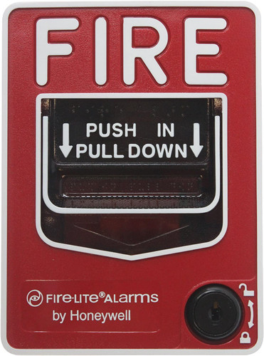FIRELITE - HONEYWELL FIRE SYST | BG-12L Dual Action Station, Red, Terminal Block, Key Lock FIRELITE HONEYWELL BG-12L Dual-Action Pull Station with SPST N/O Switch, Screw Terminal Connections, Key Lock