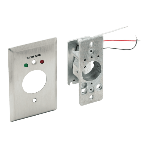 Single Gang Momentary Keyswitch – One Direction, DPDT, Red & Green LED, Anti-Tamper, Satin Stainless Steel