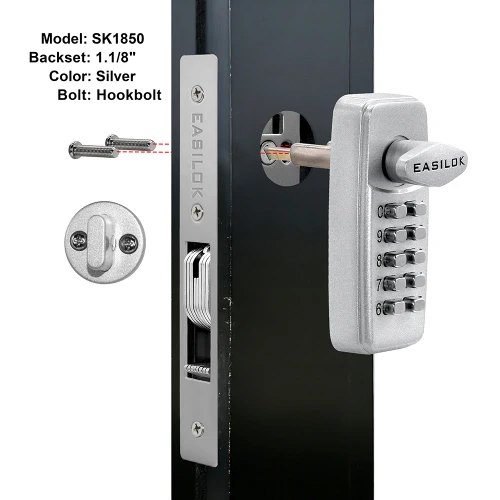 EASILOK SK1850 Mechanical Keyless Keypad Storefront Door Lock - Drill-Free Adams Rite MS1850S Replacement, No Batteries