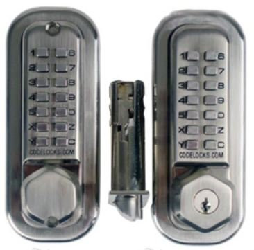 Codelock CL290KBB Double Sided Combination Tubular Deadlatch WITH KEY BYPASS.